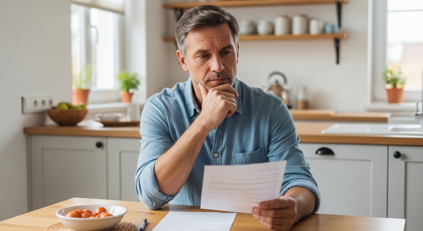 Personne découvrant un cholesterol élevé et réfléchissant à changer son alimentation